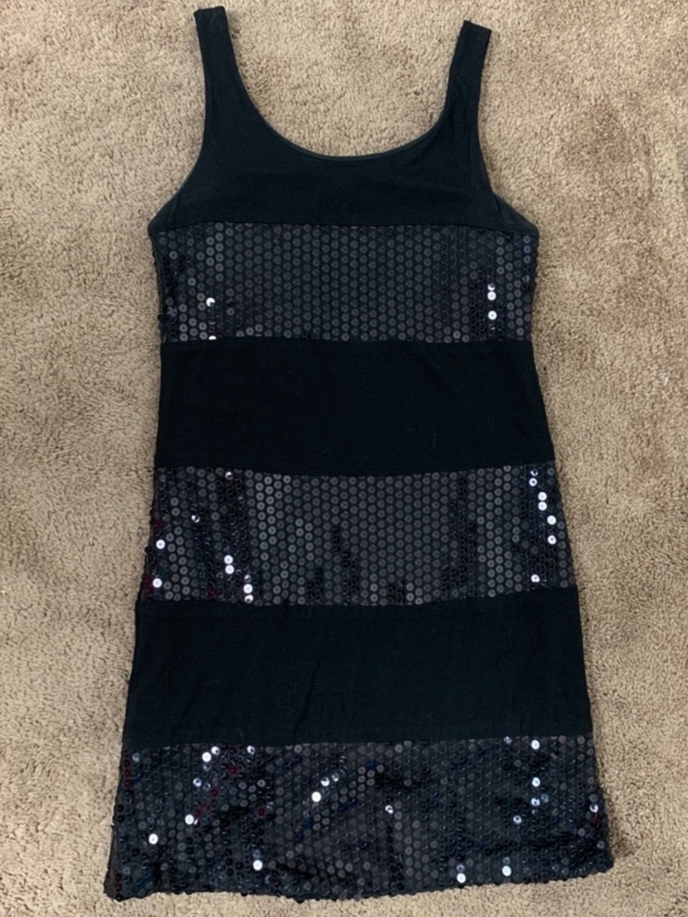 Sister Sam Girls Black Sequin Tiered Tank Dress- size 10
